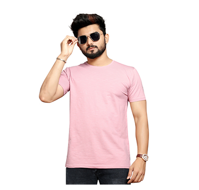 less q branded slub lycra mens t shirt (pink)